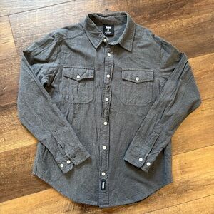 Teton Gravity Research Men's Gray Casual Button Down Heavy Flannel Shirt